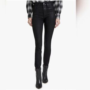 Paige Black Cheeky Fog Luxe Coating High Rise Stretch Jeans Women's Size 30
